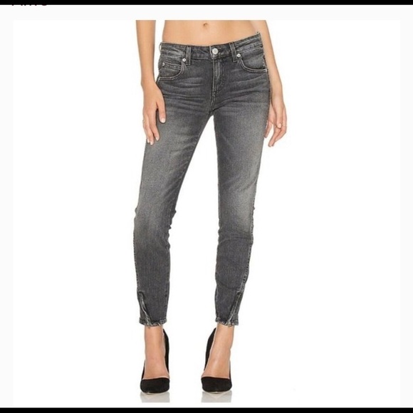 AMO Twist Zip Skinny Jeans In Smoke Wash Skinny - Picture 2 of 12